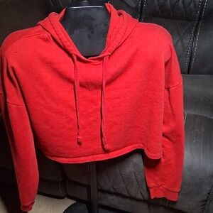Ambiance Bold Red Cropped Hoodie